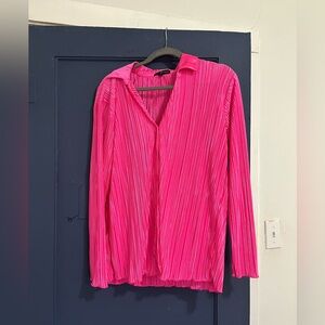 Neon pink button down blouse oversized and never worn just took tag off